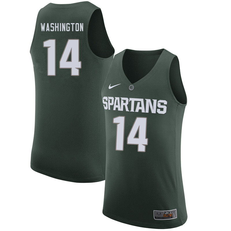 Men #14 Brock Washington Michigan State Spartans College Basketball Jerseys Sale-Green